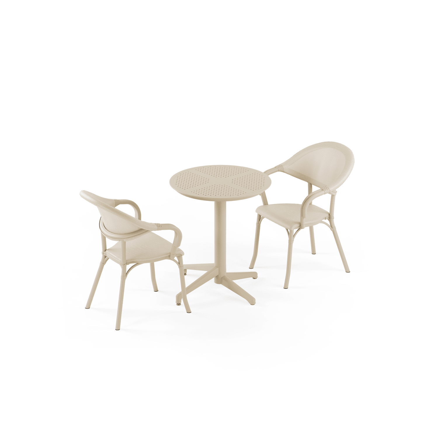 Bej 2 Kişilik Bahçe Balkon Masa Sandalye Takımı 60 cm