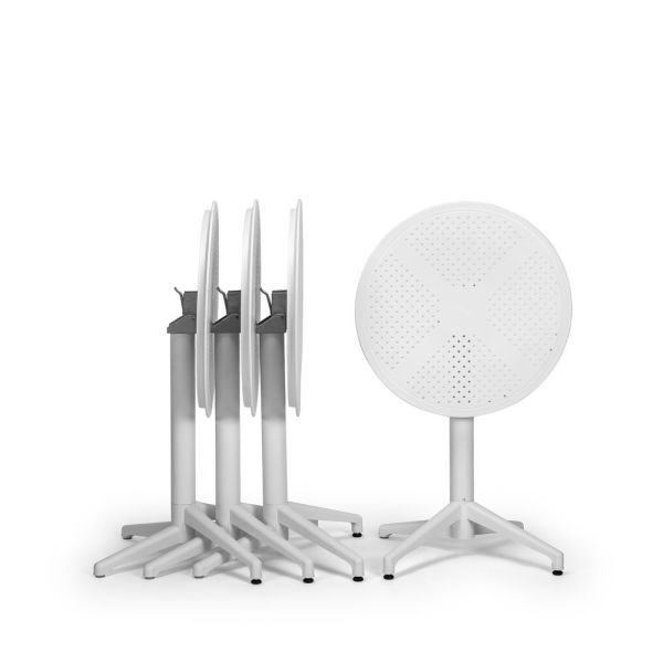 Katlanabilir Beyaz Nil yeşili Yuvarlak 60 cm Çap Dış Mekan Bahçe Masa Sandalye Takımı – 2 Kişili