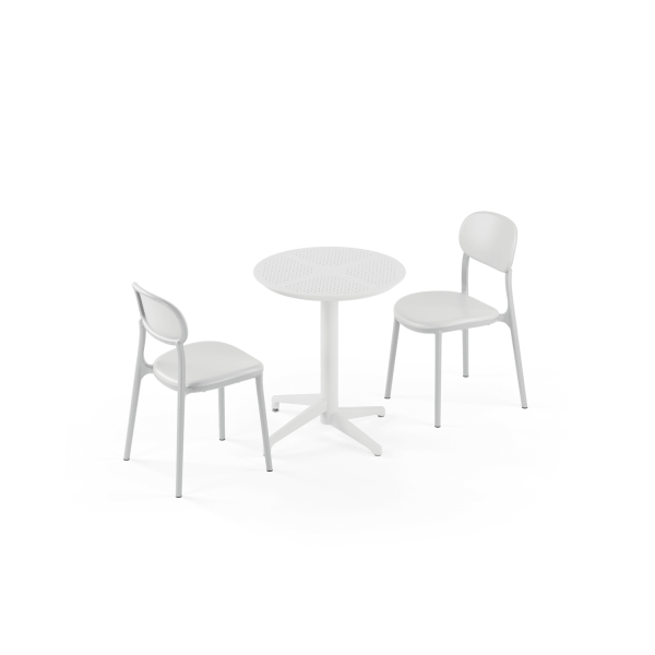 Katlanır Yuvarlak 60 cm Bahçe Masa Sandalye Takımı | 2 Kişilik Dış Mekan Bahçe, Balkon, Teras Seti | Paslanmaz, Dayanıklı & Hafif