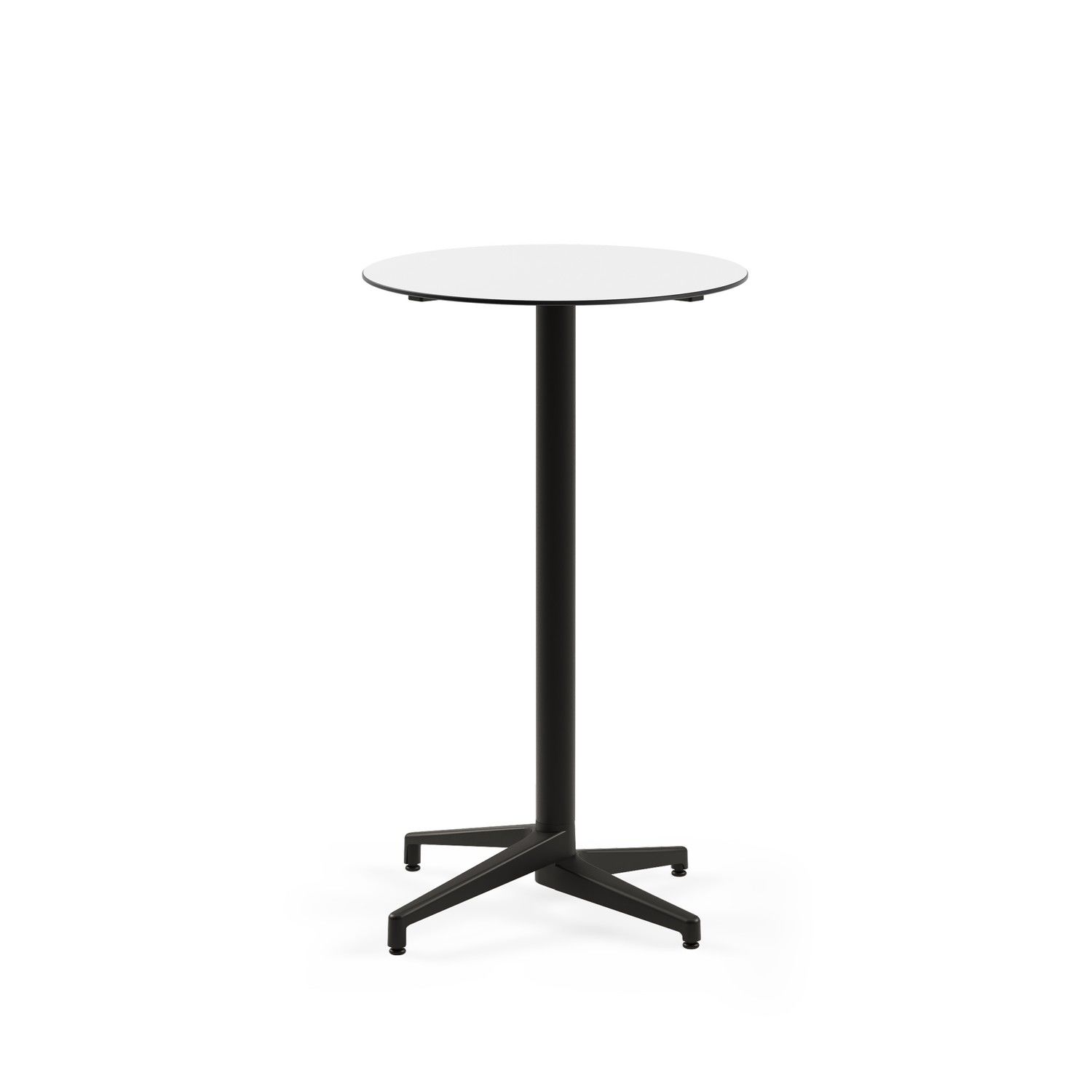 Compact Paslanmaz Yuvarlak Bar Masası - Beyaz Laminat Bistro & Bahçe Bar Masası
