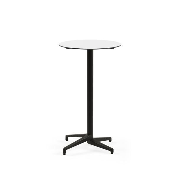 Compact Paslanmaz Yuvarlak Bar Masası - Beyaz Laminat Bistro & Bahçe Bar Masası