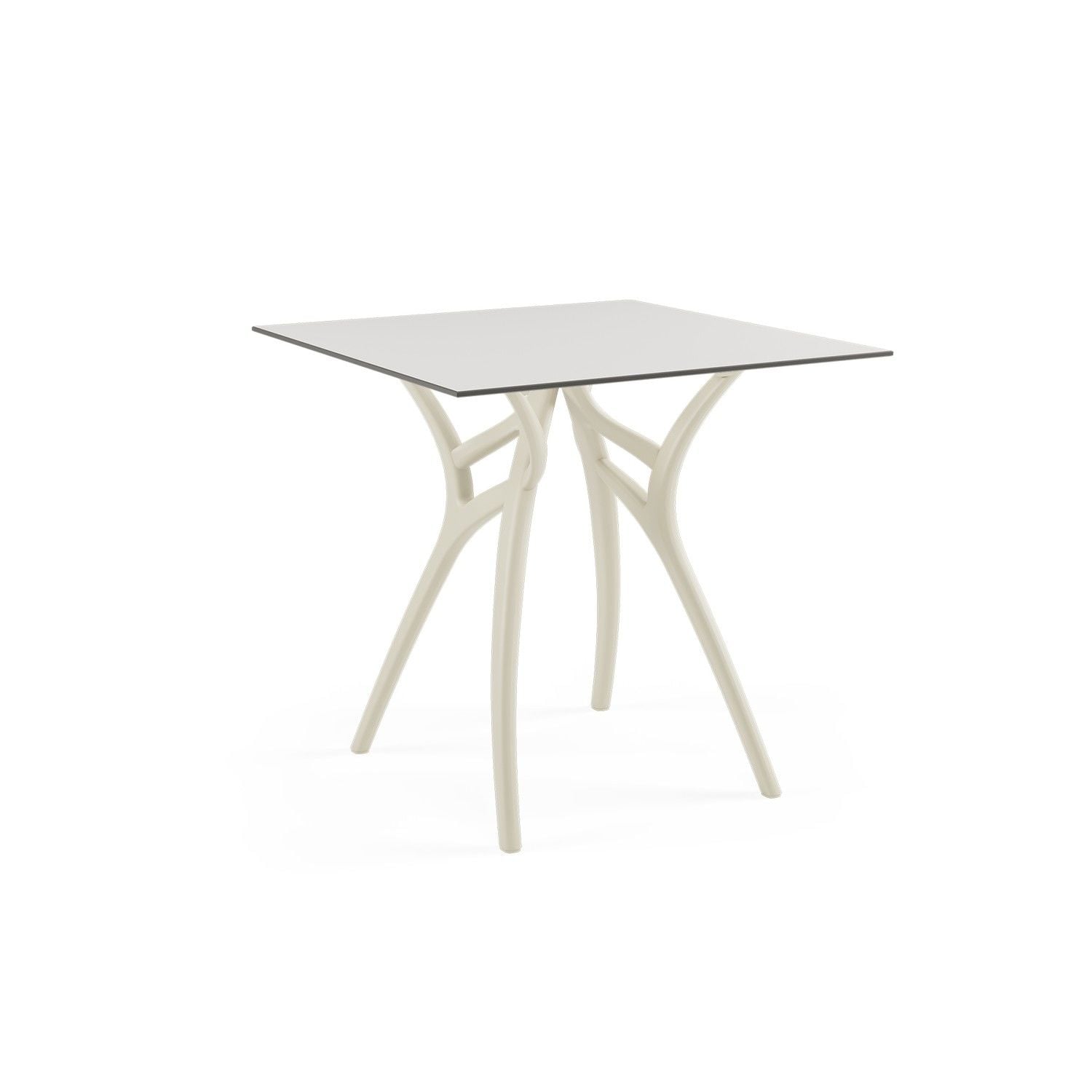 Bej Ayak Beyaz Compact Kare Dış Mekan Masası 77x77 cm