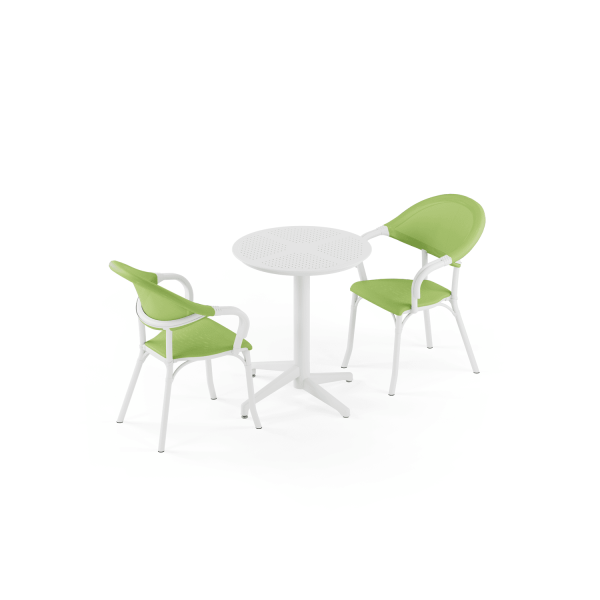 Beyaz Yeşil Fileli 2 Kişilik Cafe Bahçe Masa Sandalye Takımı