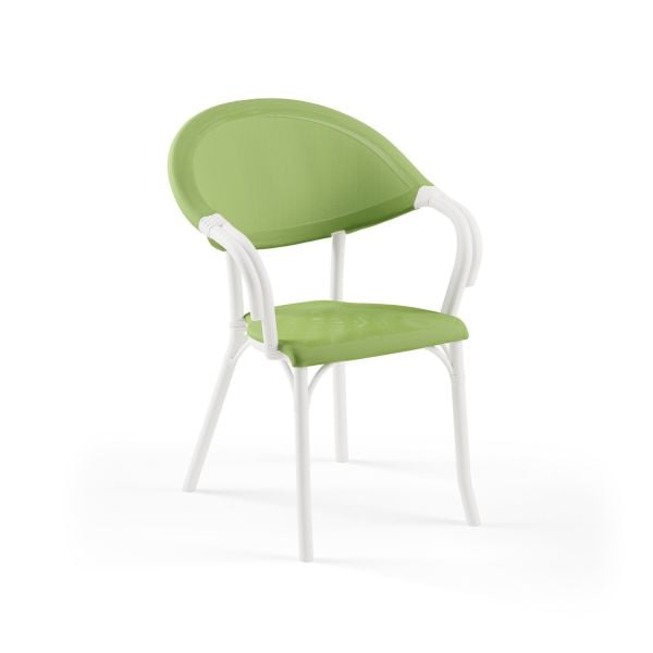 Beyaz Yeşil Fileli 2 Kişilik Cafe Bahçe Masa Sandalye Takımı