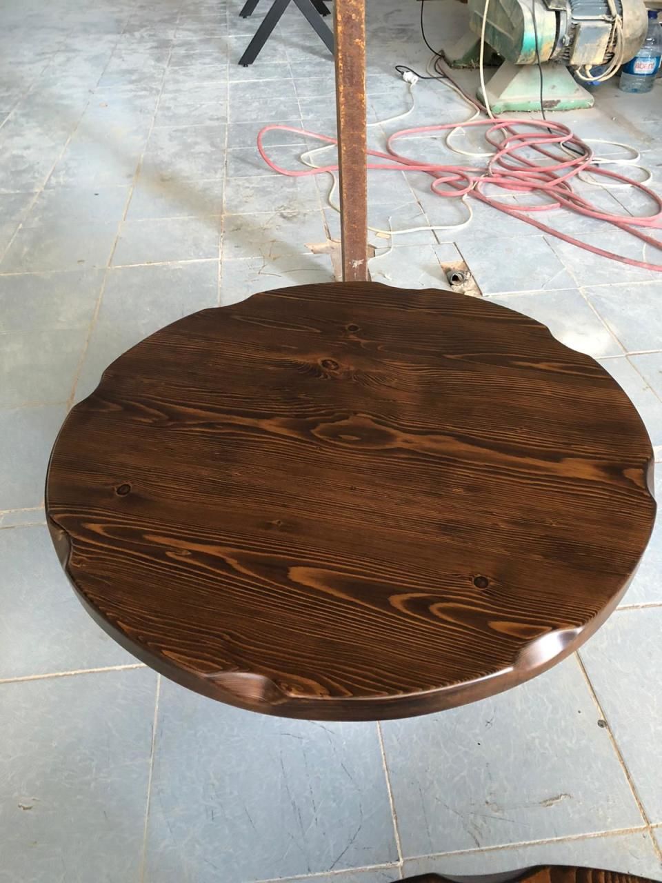 Ceviz Rengi Yuvarlak Kütük Ağaç Cafe Masa Üstü 70.cm