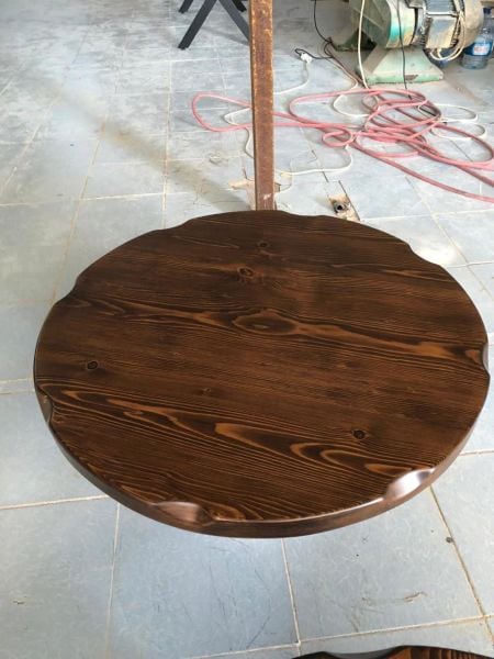 Ceviz Rengi Yuvarlak Kütük Ağaç Cafe Masa Üstü 70.cm