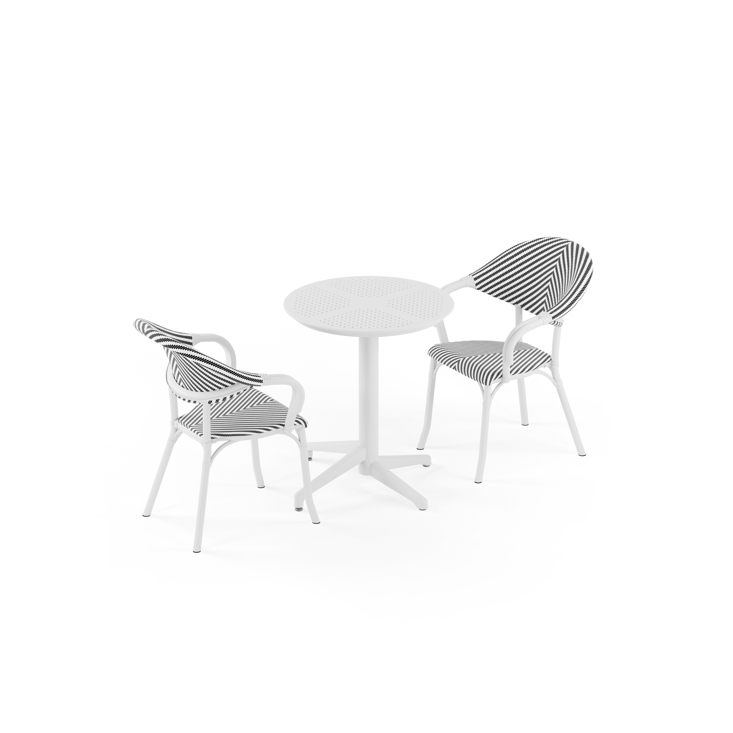 Beyaz Siyah 2 Kişilik Bahçe Balkon Masa Sandalye Seti 60 cm