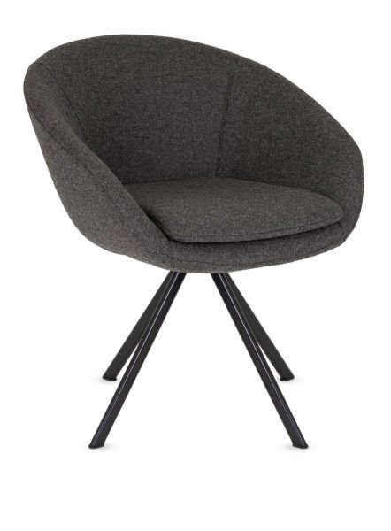 ORÜS Antrasit Koyu Gri Kaşe Kumaş Minderli Ofis Bekleme Sandalyesi - Ergonomik, Metal Siyah Ayaklı, Şık ve Dayanıklı