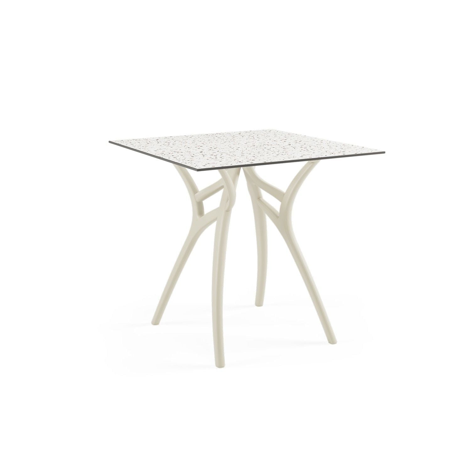 Plastik Bej Ayaklı Terrazzo Compact Balkon Masası