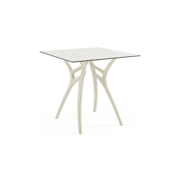 Plastik Bej Ayaklı Terrazzo Compact Balkon Masası