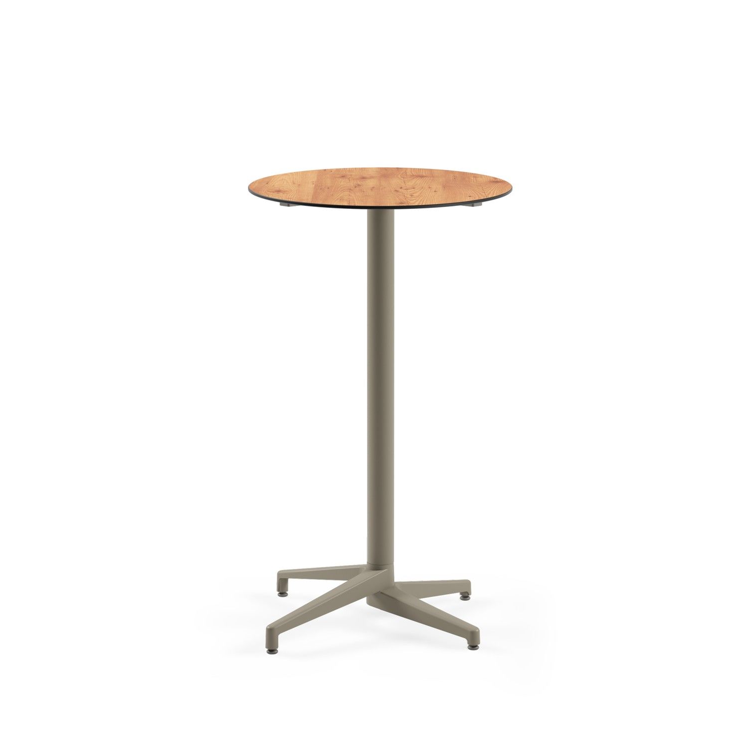 Compact Paslanmaz Bistro Organizasyon Bar Masası - 70 cm Yuvarlak Vizon Renk Ayaklı Novecento Ahşap Laminat Üst Tabla - Dış Mekan & İç Mekan Kullanımına Uygun, Dayanıklı ve Şık Bar Masası