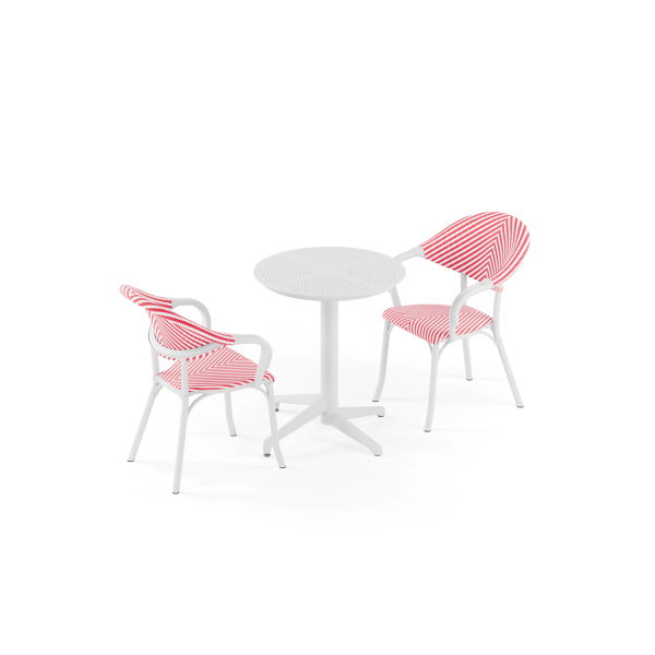Beyaz Kırmızı 2 Kişilik Bahçe Masa Sandalye Takımı 60 cm