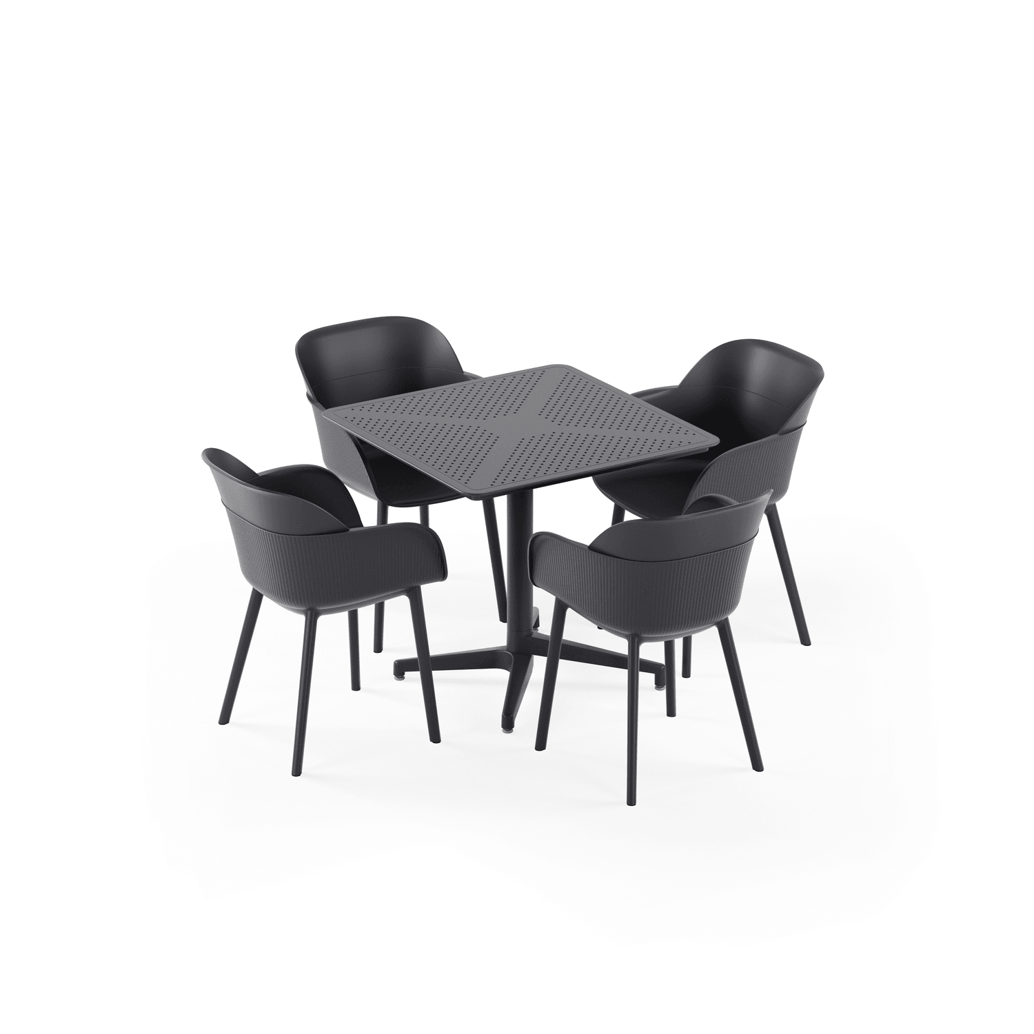 Antrasit Katlanabilir Bahçe Masa Sandalye Takımı 4 Kişilik 80x80 cm İç Ve Dış Mekan Masa Seti