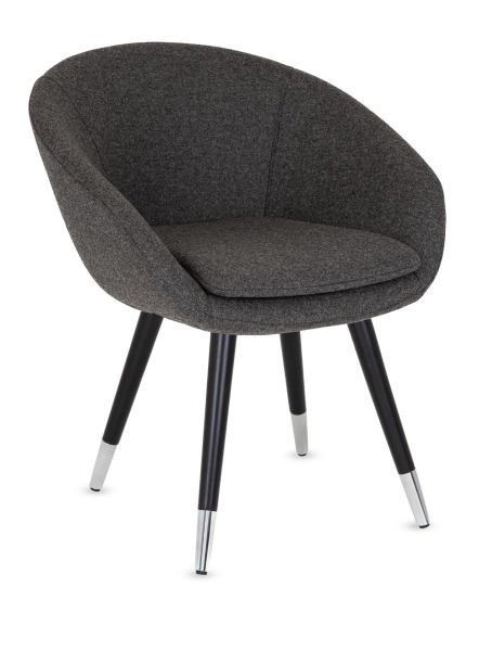 Modern ORÜS Sandalye - Antrasit Koyu Gri Kaşe Kumaş Minderli, Şık Ahşap Siyah Ayaklı, Mutfak, Salon, Cafe, Otel ve Restaurant Kullanımı İçin Ergonomik Tasarım