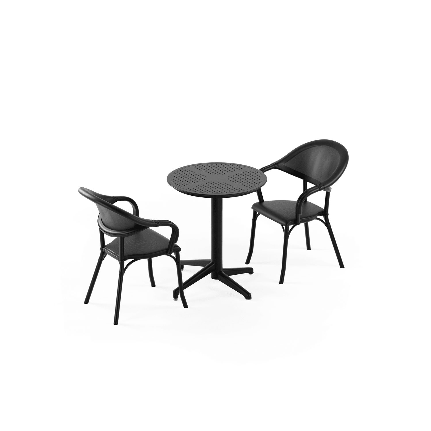 Siyah Fileli 2 Kişilik Yuvarlak Bahçe Masa Sandalye Takımı