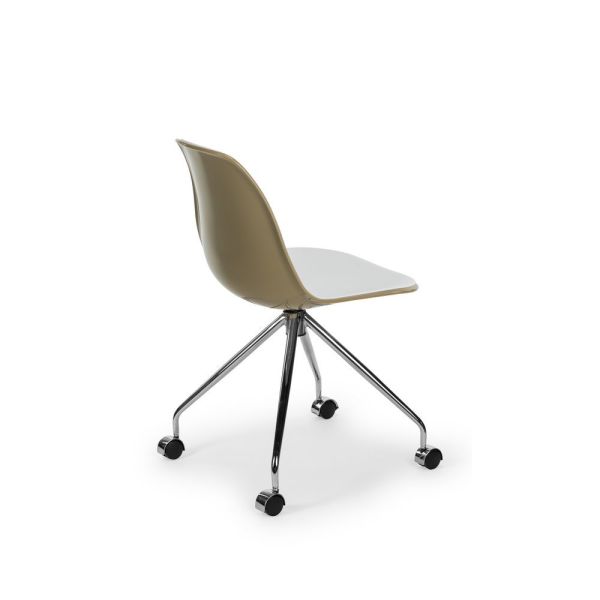 Şık Ve Ergonomik Çift Renk Bej Beyaz Ofis Çalışma Sandalyesi