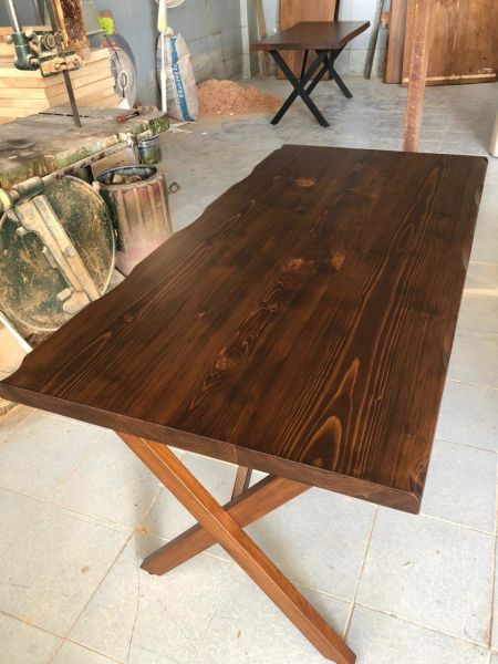 Ceviz Rengi Kütük Masa İmalatı 80x140