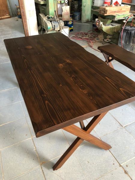 Ceviz Rengi Kütük Masa İmalatı 80x140