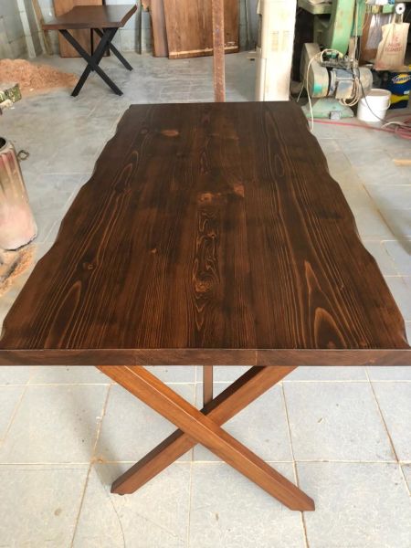 Ceviz Rengi Kütük Masa İmalatı 80x140