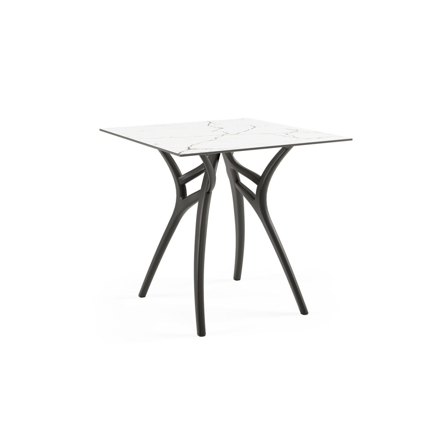 Siyah Ayak Beyaz Mermer Compact Dış Mekan Kare Masa