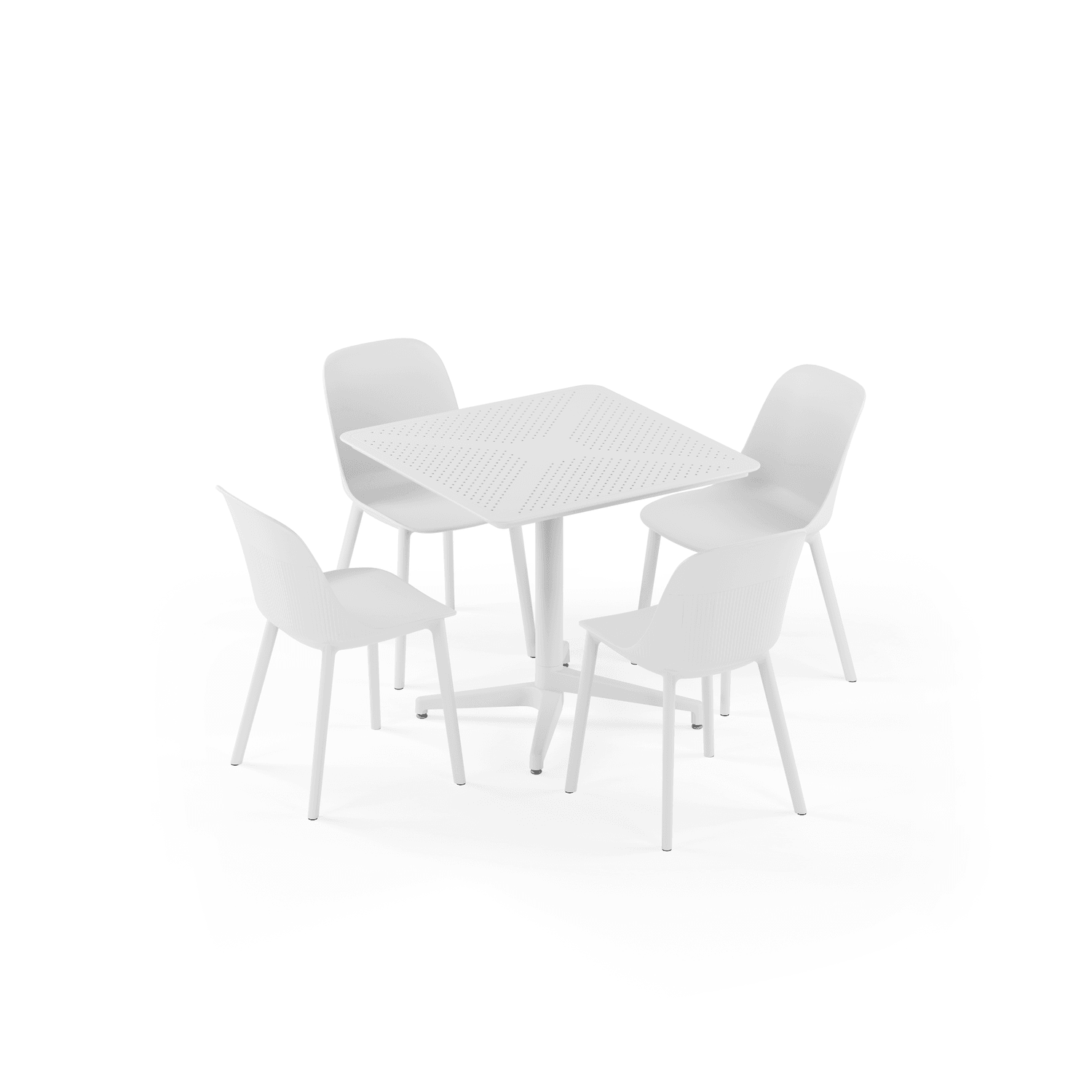 Beyaz Katlanabilir Bahçe Masa Sandalye Takımı 4 Kişilik | 80x80 cm Paslanmaz, Dış Mekan Balkon Teras Cafe Masa Sandalye Seti