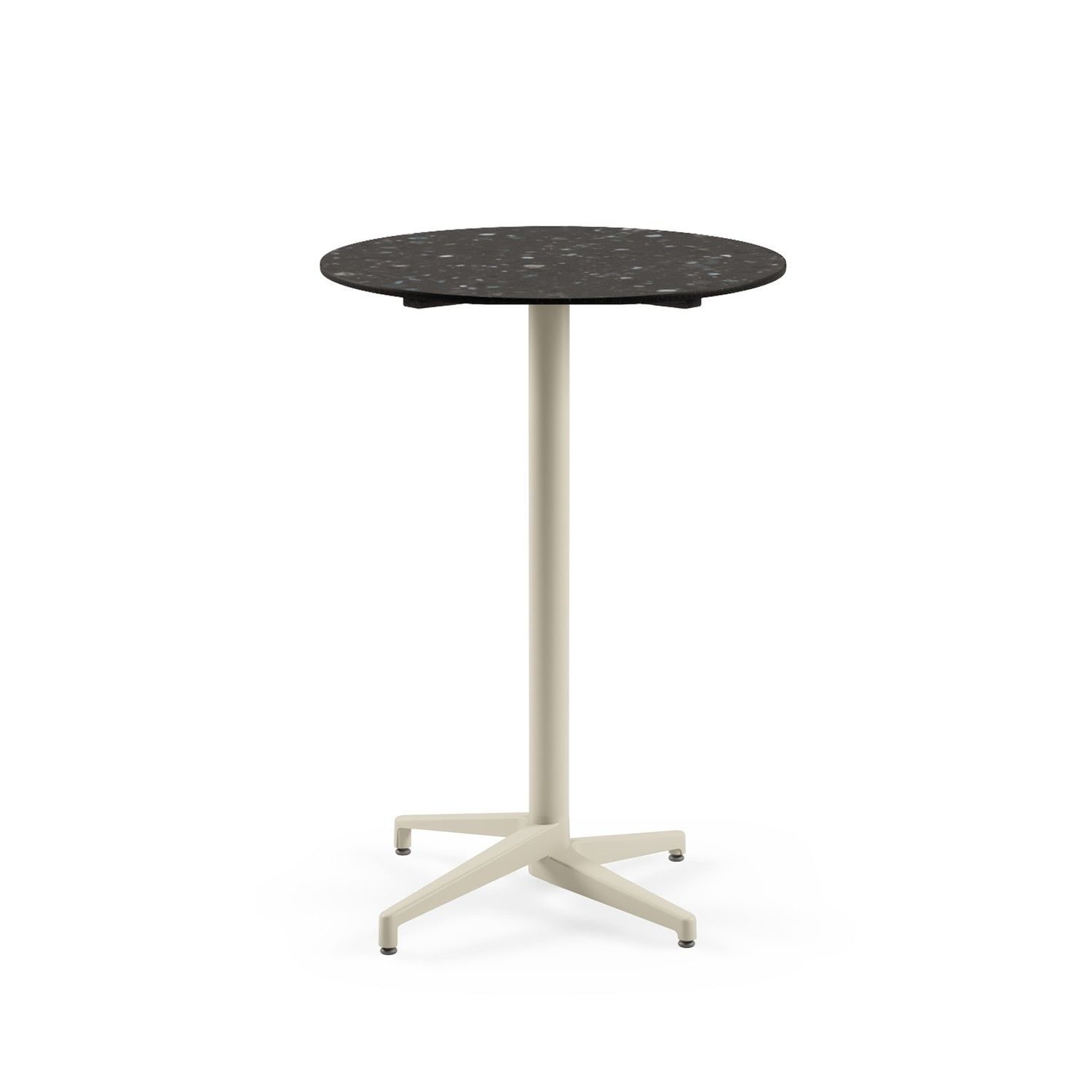 Compact Paslanmaz Bistro Otel Bar Masası – 77 cm Yuvarlak, Terrazzo Mermer Desenli Laminat, Dış Mekan ve İç Mekan Kullanımı İçin Dayanıklı