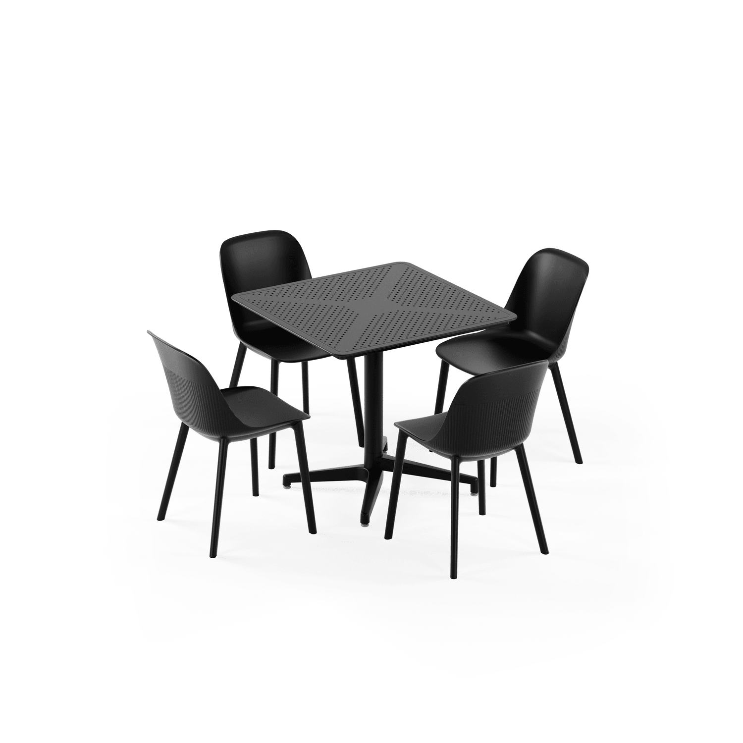 Siyah 4 Kişilik Katlanabilir Bahçe Masa Sandalye Takımı | 80x80 Dış Mekan Set