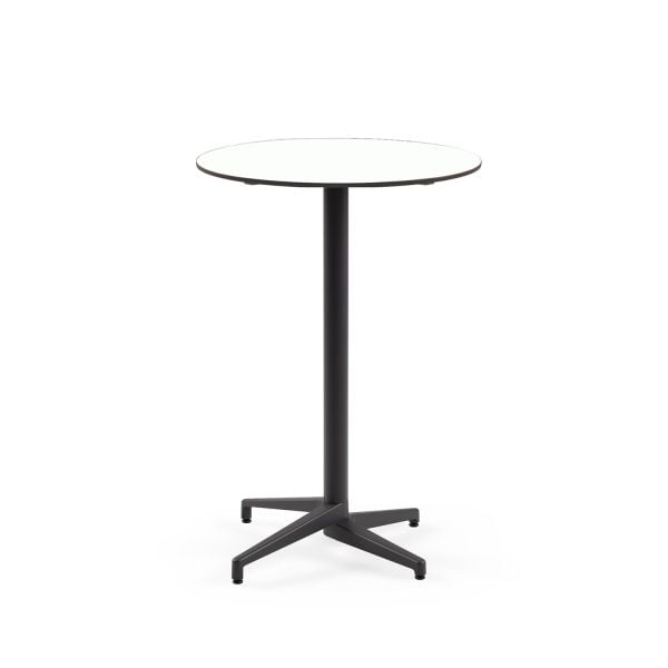 Compact Paslanmaz Bistro Organizasyon Açık Hava Bar Masası - Yuvarlak 77 cm Çap, Beyaz Laminat Üst, Dış Mekan İçin Dayanıklı, Ücretsiz Kargo