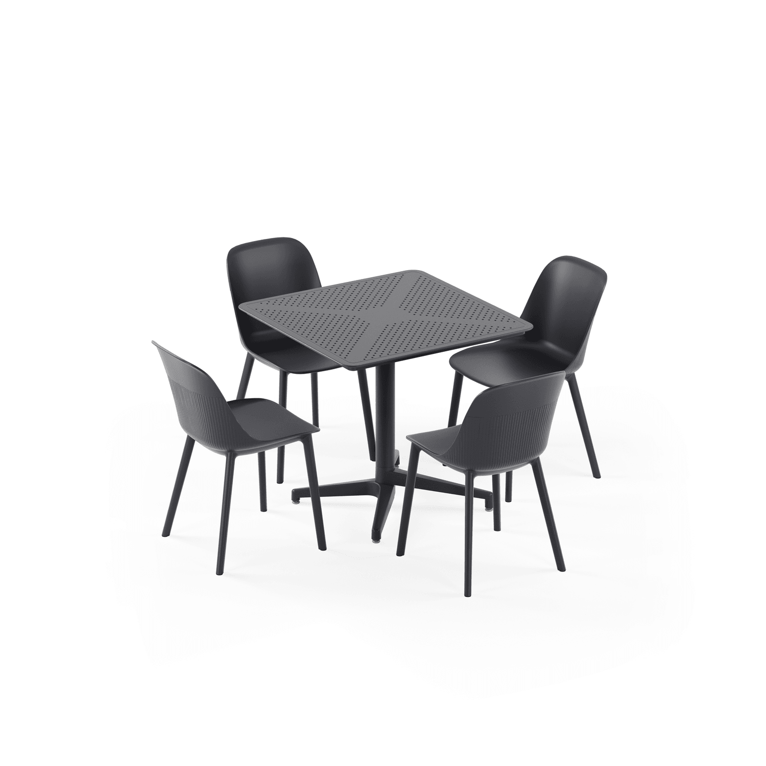 Antrasit 4 Kişilik Bahçe Masa Sandalye Takımı 80x80 cm | Dış Mekan, Balkon, Cafe, Restoran ve Teras İçin Paslanmaz Set