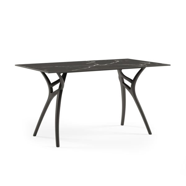 6 Kişilik Antrasit Gri Dikdörtgen Conpact Laminat Dış Mekan Bahçe Masa Sandalye Takımı 80x140.cm