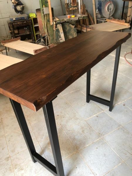 Ceviz Rengi Kütük Bar Masa Modelleri Ölçüsü 40x140