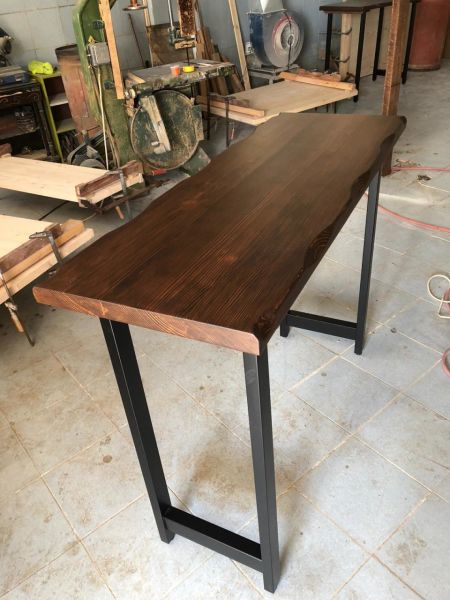 Ceviz Rengi Kütük Bar Masa Modelleri Ölçüsü 40x140