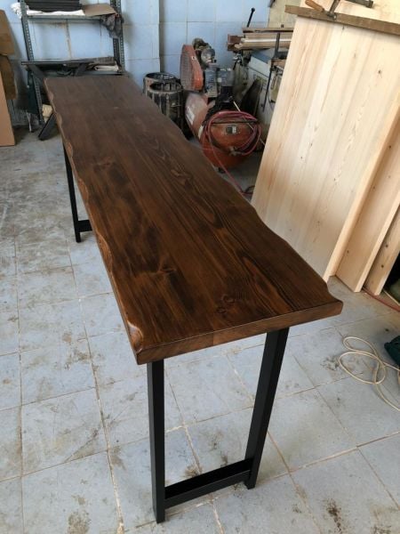 Doğal Ahşap Kütük Ağaç Bar Masası 160x50