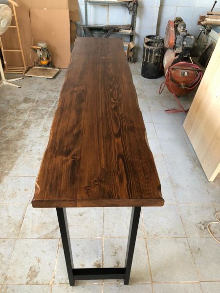 Doğal Ahşap Kütük Ağaç Bar Masası 160x50