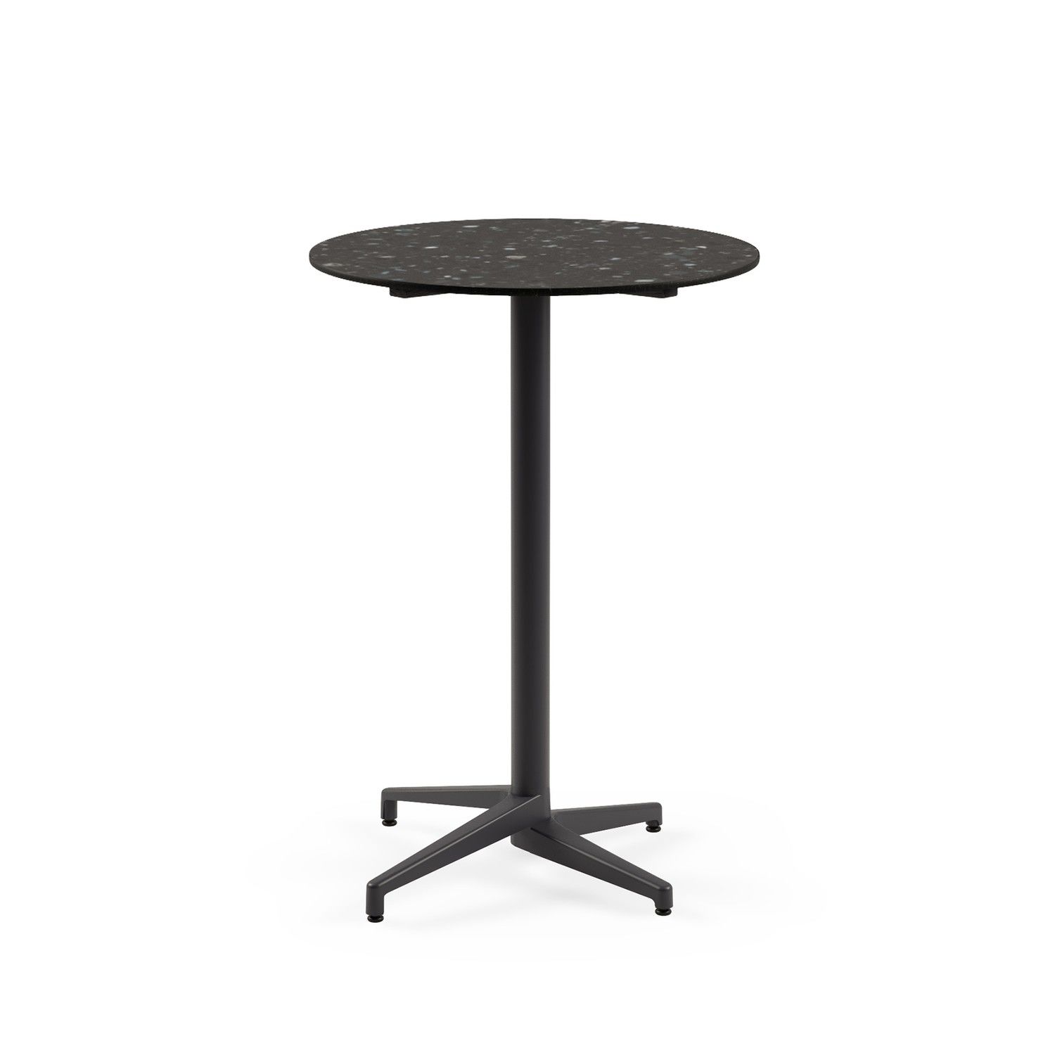 Compact Paslanmaz Bistro Mutfak Bar Masası - Terrazzo Mermer Desenli Laminat, Dış Mekan ve İç Mekan Kullanımı, Şık ve Dayanıklı Tasarım, 77 cm Çap