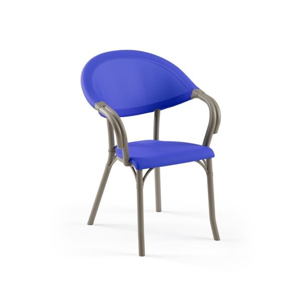 Vizon Gövde Koyu Mavi Fileli Dış Mekan Bahçe Sandalyesi