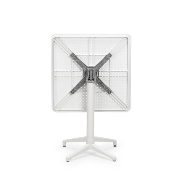 Beyaz Katlanır Masa Sandalye Takımı 2 Kişilik 70x70 cm | Kafe, Restoran ve Mutfak Kullanımına Uygun Yuvarlak Moon Masa + Shell Sandalye Seti