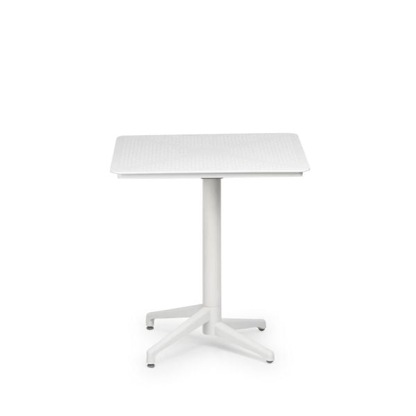 Beyaz Katlanır Masa Sandalye Takımı 2 Kişilik 70x70 cm | Kafe, Restoran ve Mutfak Kullanımına Uygun Yuvarlak Moon Masa + Shell Sandalye Seti