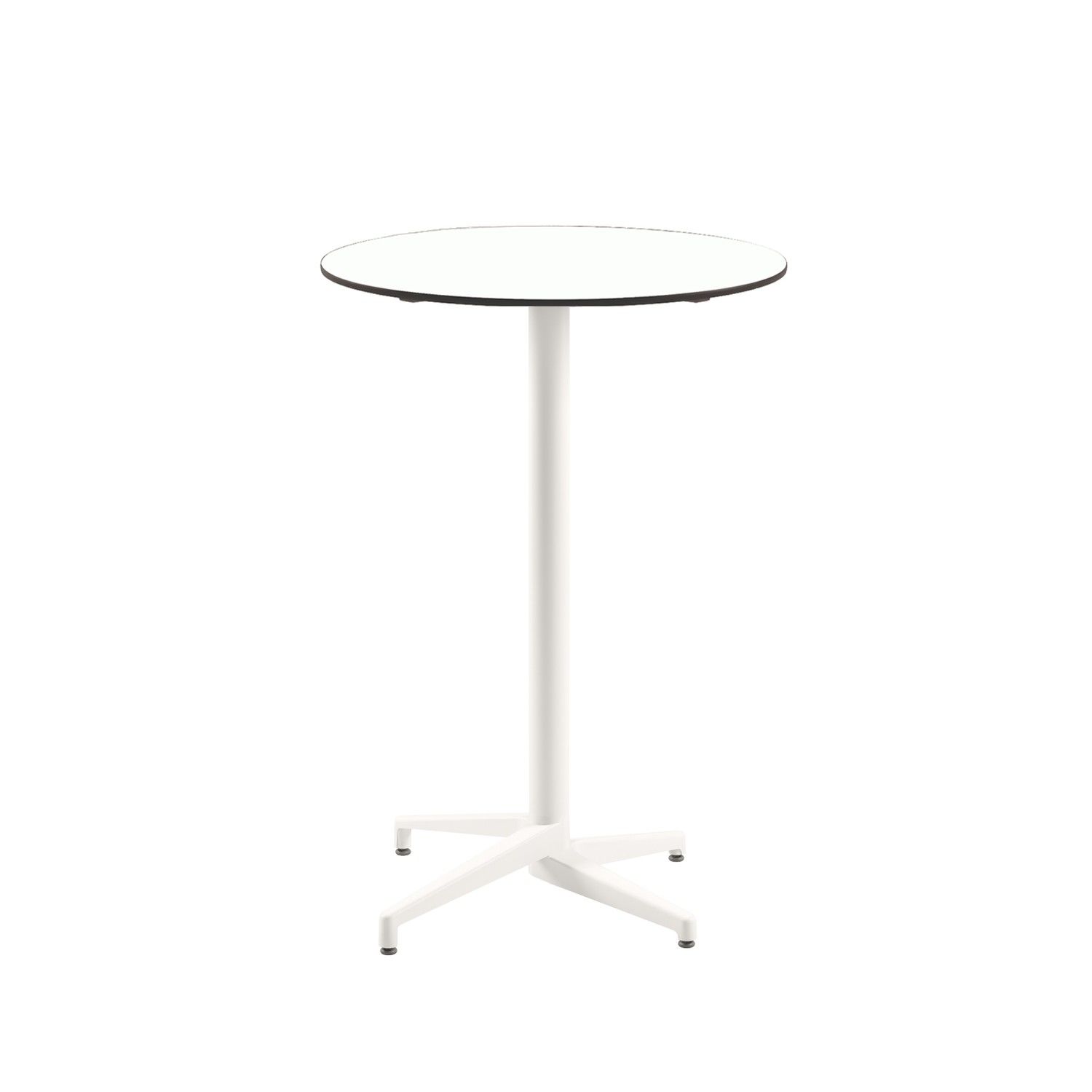 Compact Paslanmaz Bistro Bahçe Bar Masası - Yuvarlak Beyaz Laminat Üst, Dış Mekan İçin Dayanıklı, 77 cm Çap
