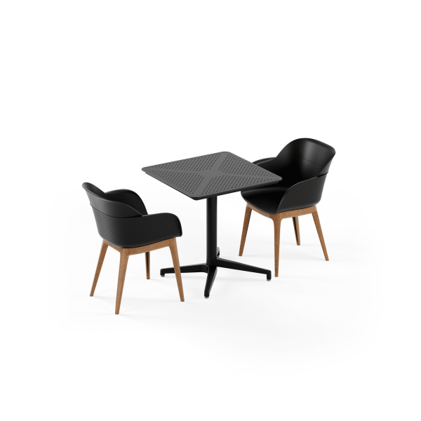 Siyah Katlanır Masa Sandalye Takımı 2 Kişilik 70x70 cm | Otel, Restaurant, Cafe, Mutfak İçin Masa Sandalye Seti