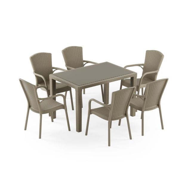 Vizon 6 Kişilik Rattan Bahçe Masa Sandalye Takımı