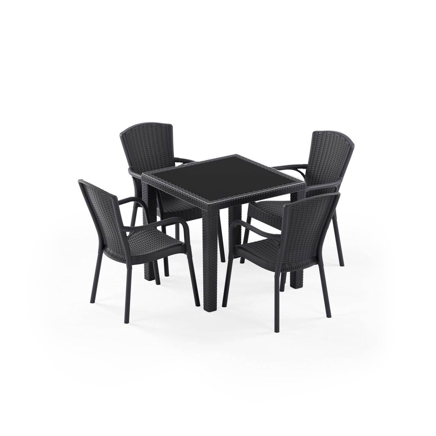 Antrasit 4 Kişilik Cafe Bahçe Masa Sandalye Takımı