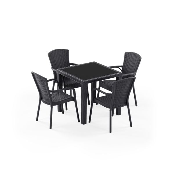 Antrasit 4 Kişilik Cafe Bahçe Masa Sandalye Takımı