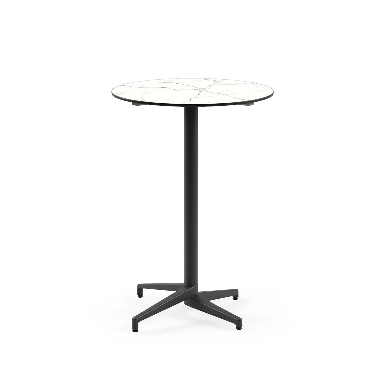 Compact Paslanmaz Mermer Desenli Yuvarlak Bar Masası – Restoran, Cafe, Otel, Bahçe, Dış Mekan Kullanımı İçin