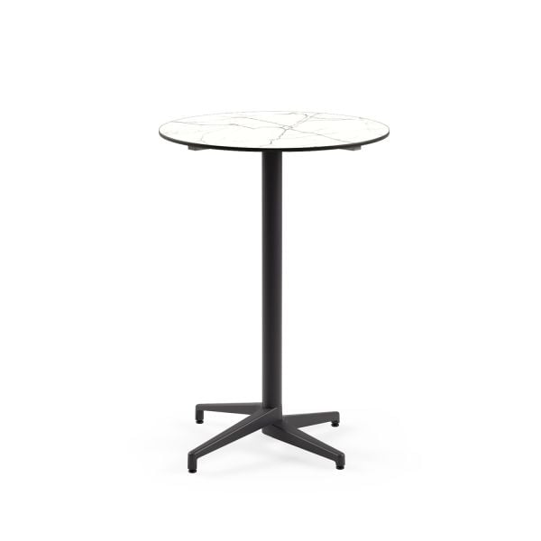 Compact Paslanmaz Mermer Desenli Yuvarlak Bar Masası – Restoran, Cafe, Otel, Bahçe, Dış Mekan Kullanımı İçin