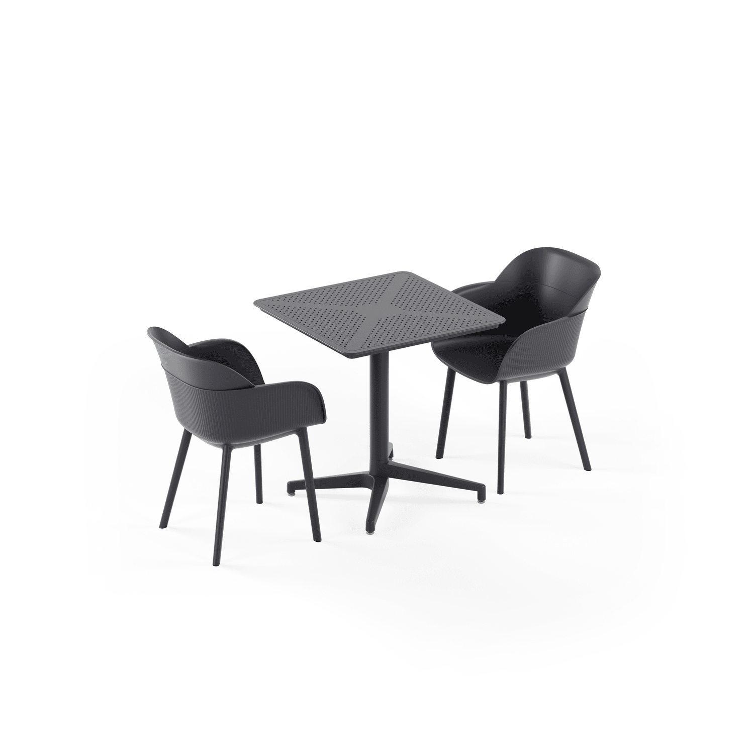 Antrasit Dış Mekan ve Mutfak 2 Kişilik Katlanabilir Masa Sandalye Takımı 70x70 cm – Bahçe, Balkon, Teras, Cafe, Restaurant, Otel