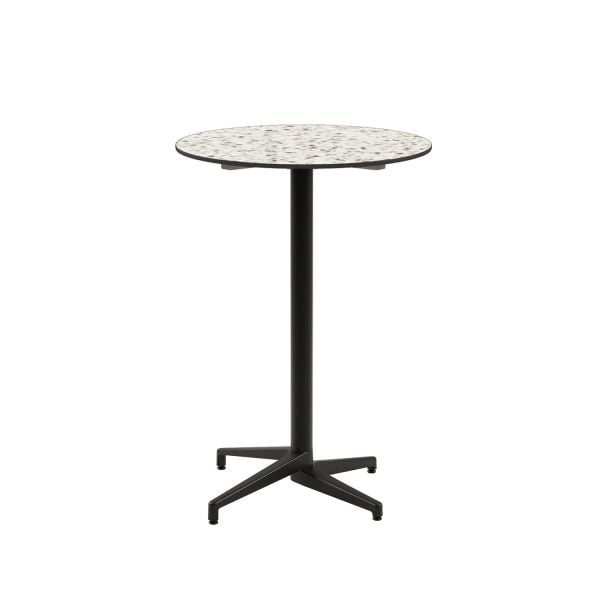Compact Paslanmaz Cafe Bar Masası – Terrazzo Mermer Desenli, Dayanıklı ve Şık Bar Masası  77.cm