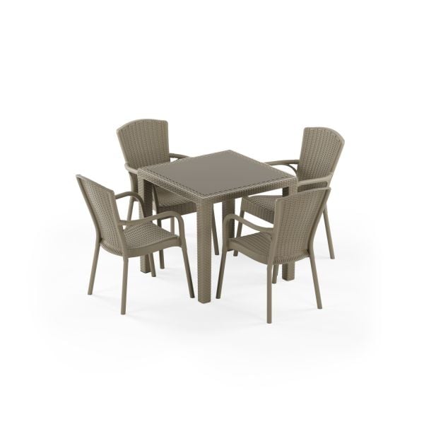 Vizon 4 Kişilik Dış Mekan Bahçe Masa Sandalye Takımı 80x80