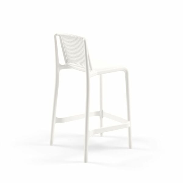 Beyaz İç Ve Dış Mekan Bahçe Bar Sandalyesi 65.cm  Oturum Ölçüsü
