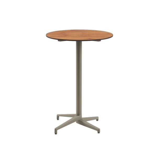 Compact Paslanmaz Bistro Açık Hava Bar Masası | Ahşap Desenli, İç Ve Dış Mekan Bahçe, Bar Masa Çizilmeye Çok Dayanıklı 77.cm